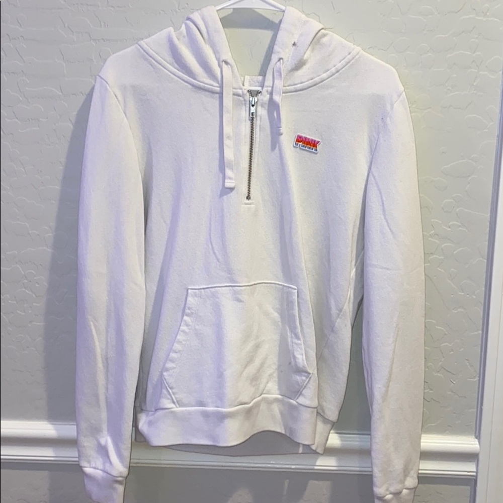 White quarter zip hoodie sweatshirt